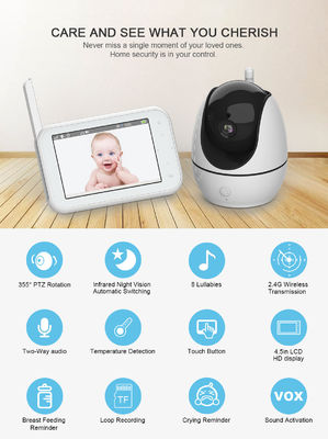 Monitor video sem fio do bebê da exposição 2300mah do LCD com sensor de temperatura